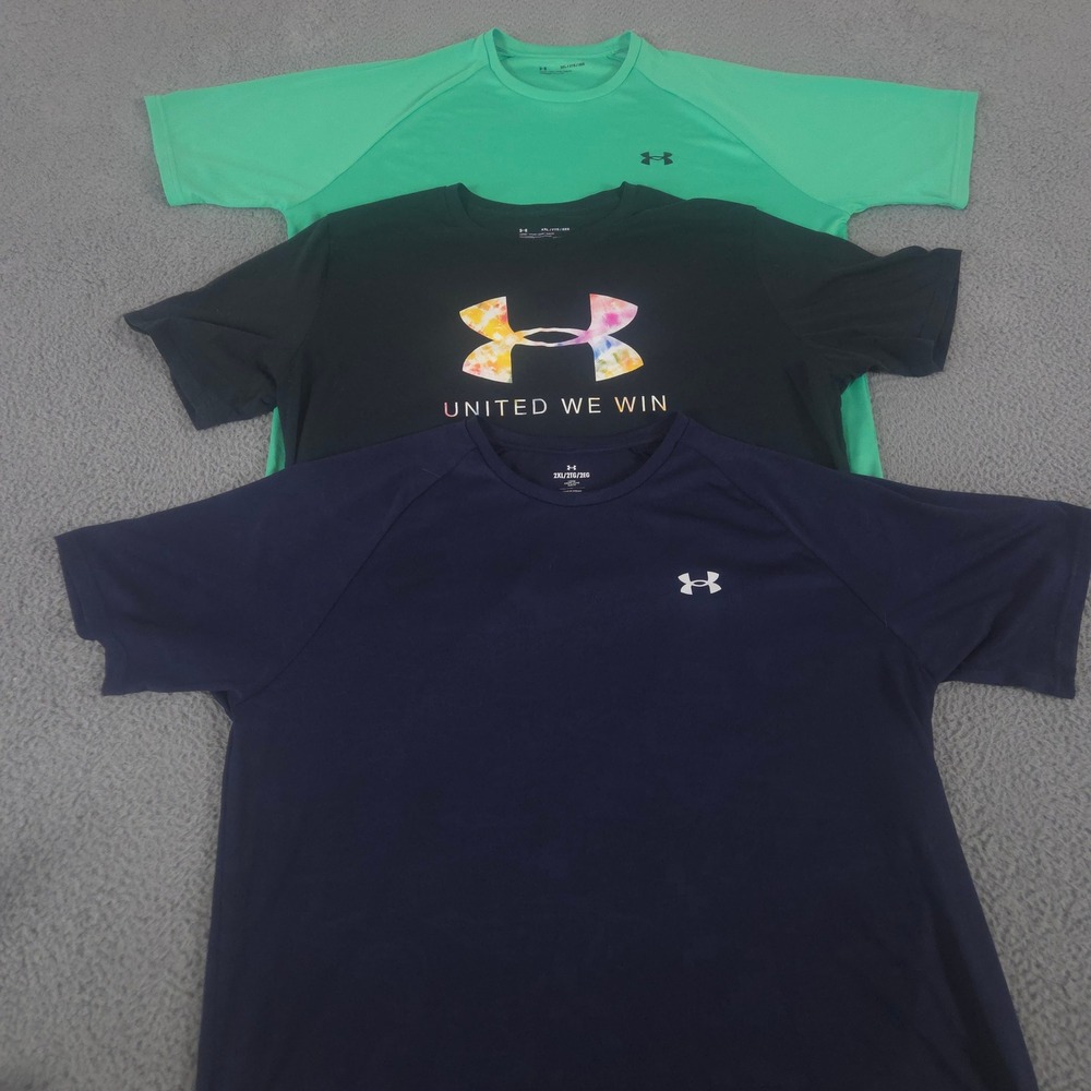 LOT OF 3 Under Armour Shirt Men 2XL Multi UA Velocity Jacquard United We Win Tee